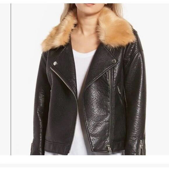 BlankNYC Faux Leather Moto Jacket Size L Runs Small - Picture 1 of 7